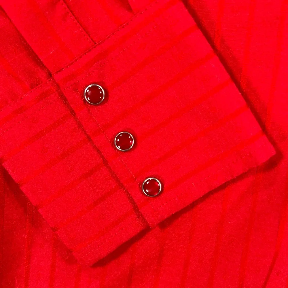 Wrangler Shirt Mens Large Tall Red Long Sleeve Pearl Snap Western Ranch Dress